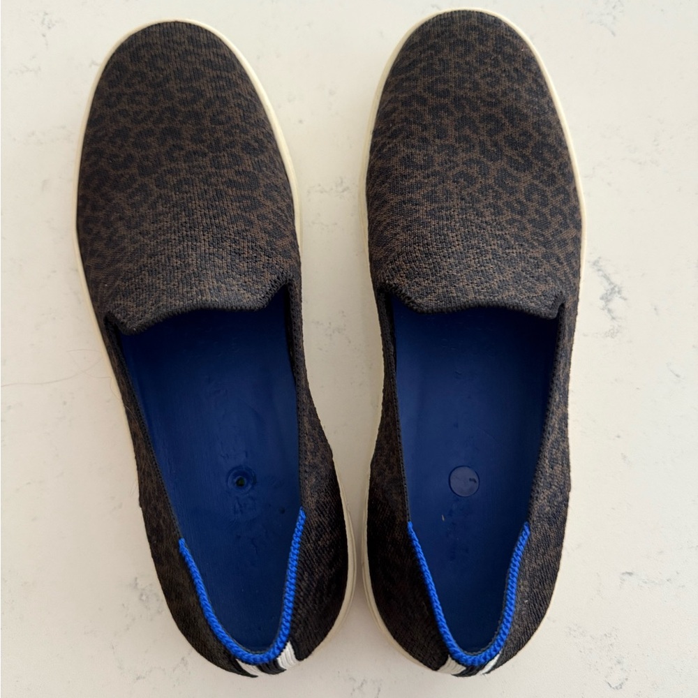 Rothy's Leopard Print Slip on Sneakers - Brown and black